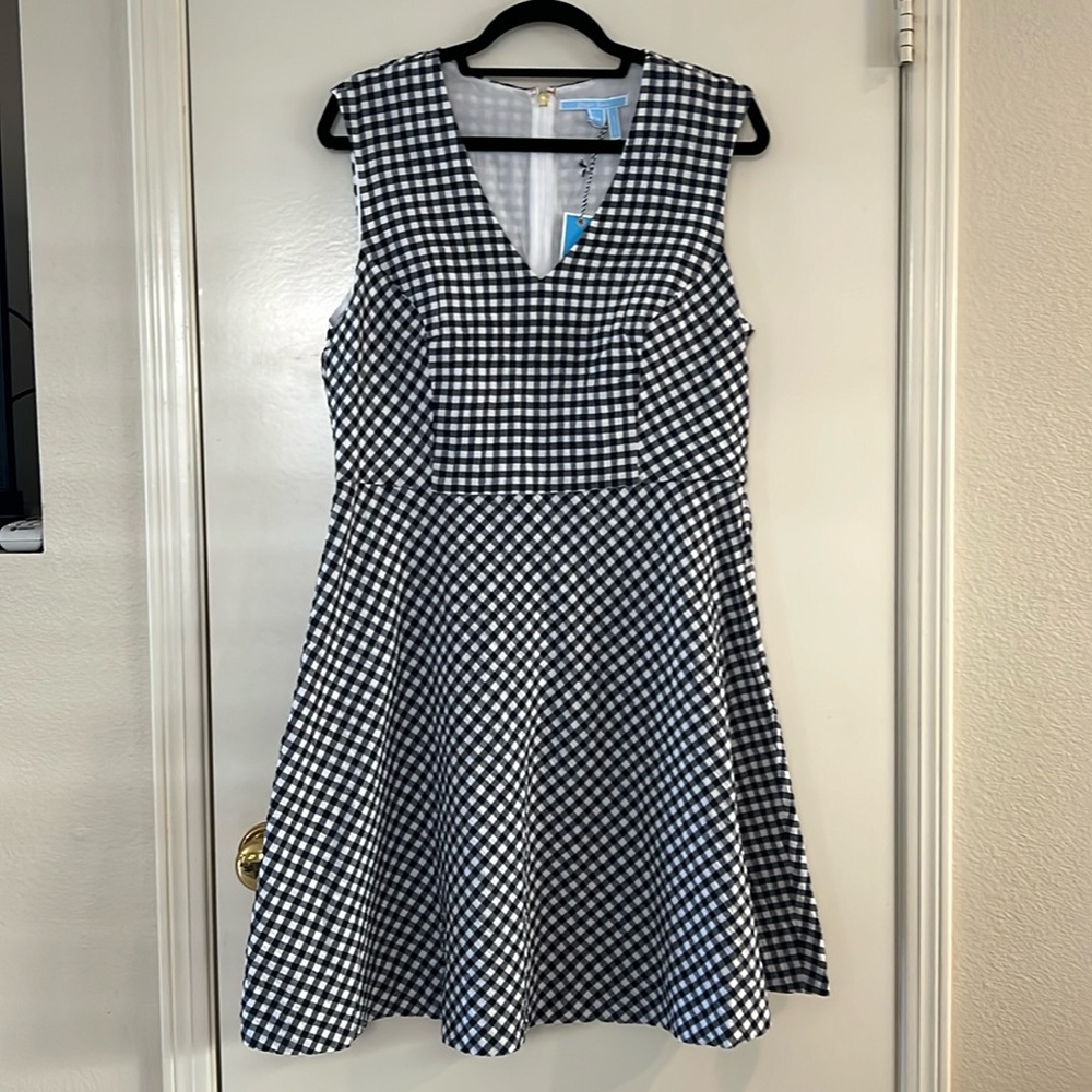 Draper James Navy Blue Gingham A-Line Dress NWT